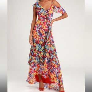 Lulu’s Red Floral Print Maxi Dress
